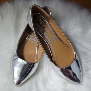 Qupid Shiny Metallic Silver Flats